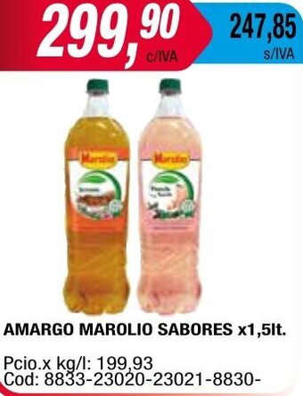 Maxiconsumo AMARGO MAROLIO SABORES x1,5lt oferta