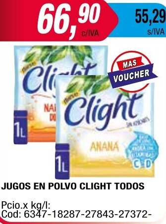 Maxiconsumo JUGOS EN POLVO CLIGHT TODOS oferta
