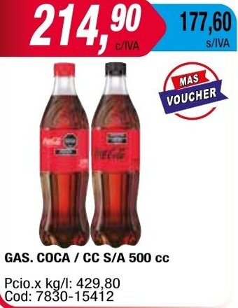 Maxiconsumo GAS. COCA / CC S/A 500 cc oferta
