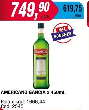 Maxiconsumo AMERICANO GANCIA x 450ml oferta