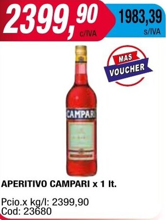 Maxiconsumo APERITIVO CAMPARI x 1 lt oferta