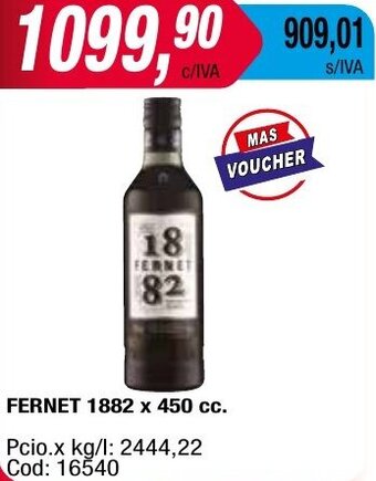 Maxiconsumo FERNET 1882 x 450 cc oferta