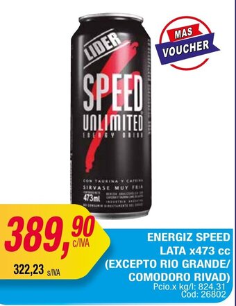 Maxiconsumo ENERGIZ SPEED LATA x473 cc oferta