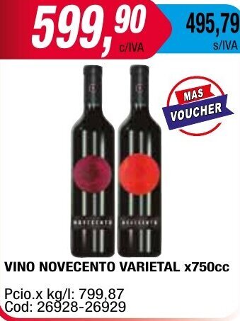 Maxiconsumo VINO NOVECENTO VARIETAL x750cc oferta