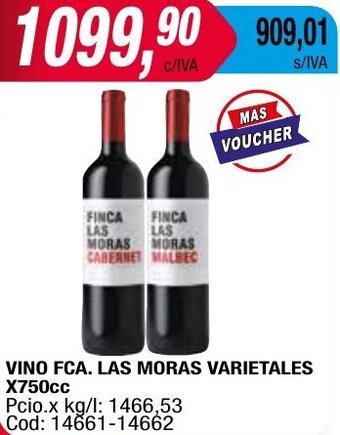Maxiconsumo VINO FCA. LAS MORAS VARIETALES X750cc oferta