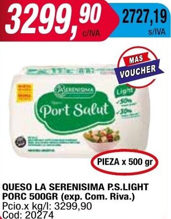 Maxiconsumo QUESO LA SERENISIMA P.S.LIGHT PORC 500GR oferta