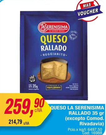 Maxiconsumo QUESO LA SERENISIMA RALLADO 35 gr oferta