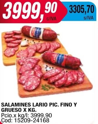 Maxiconsumo SALAMINES LARIO PIC. FINO Y GRUESO X KG oferta
