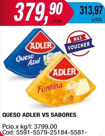 Maxiconsumo QUESO ADLER VS SABORES oferta