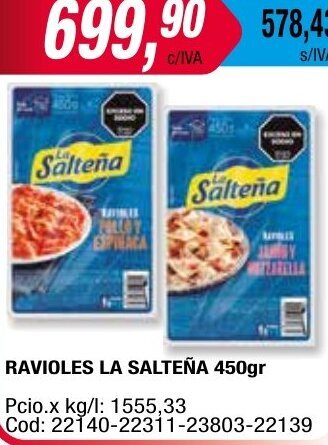 Maxiconsumo RAVIOLES LA SALTEÑA 450gr oferta