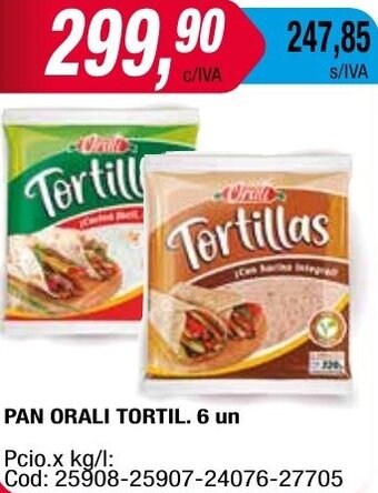 Maxiconsumo PAN ORALI TORTIL. 6 un oferta