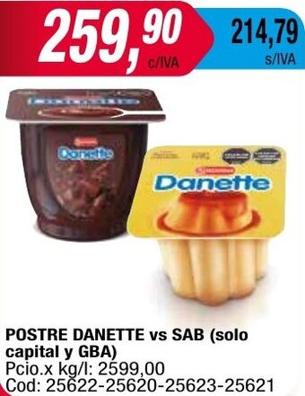 Maxiconsumo POSTRE DANETTE vs SAB oferta