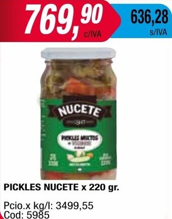 Maxiconsumo PICKLES NUCETE x 220 gr oferta