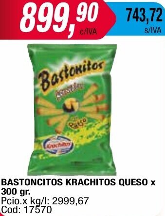 Maxiconsumo BASTONCITOS KRACHITOS QUESO x 300 gr oferta
