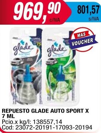 Maxiconsumo REPUESTO GLADE AUTO SPORT X 7 ML oferta