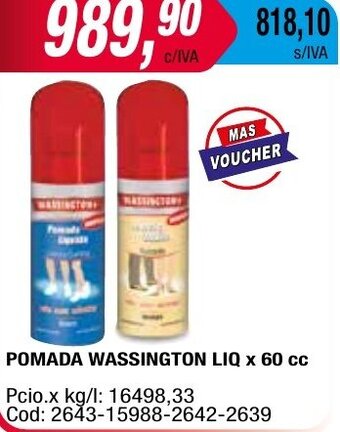 Maxiconsumo POMADA WASSINGTON LIQ x 60 cc oferta