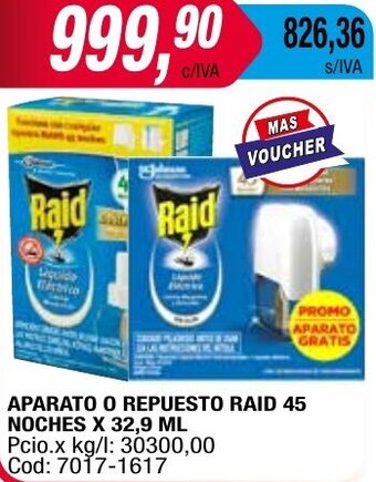 Maxiconsumo APARATO O REPUESTO RAID 45 NOCHES X 32,9 ML oferta