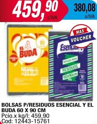 Maxiconsumo BOLSAS P/RESIDUOS ESENCIAL Y EL BUDA 60 X 90 CM oferta