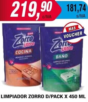 Maxiconsumo LIMPIADOR ZORRO D/PACK X 450 ML oferta