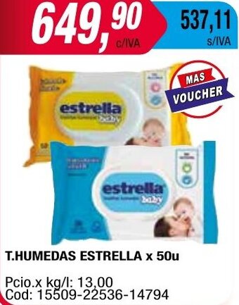 Maxiconsumo T.HUMEDAS ESTRELLA x 50u oferta