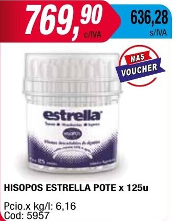 Maxiconsumo HISOPOS ESTRELLA POTE x 125u oferta
