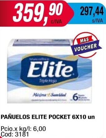 Maxiconsumo PAÑUELOS ELITE POCKET 6X10 un oferta
