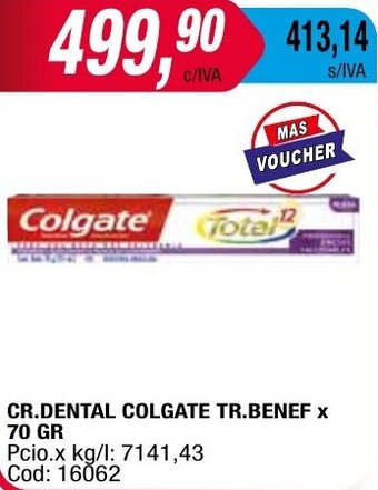 Maxiconsumo CR.DENTAL COLGATE TR.BENEF X 70 GR oferta