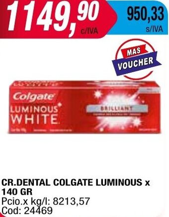 Maxiconsumo CR.DENTAL COLGATE LUMINOUS x 140 GR oferta
