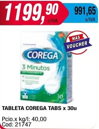 Maxiconsumo TABLETA COREGA TABS x 30u oferta