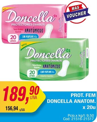 Maxiconsumo PROT. FEM DONCELLA ANATOM x 20u oferta