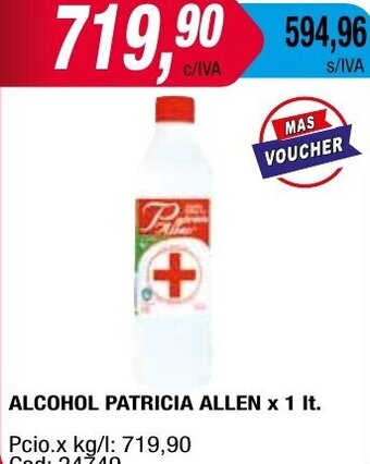 Maxiconsumo ALCOHOL PATRICIA ALLEN x 1 lt oferta
