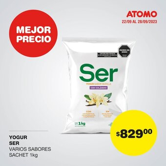 Atomo Conviene YOGUR SER VARIOS SABORES SACHET 1kg oferta