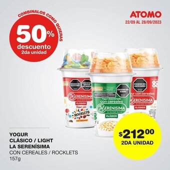 Atomo Conviene YOGUR CLÁSICO / LIGHT LA SERENÍSIMA 157g oferta