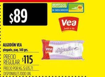 Supermercados Vea Algodón Vea 140grs oferta