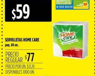 Supermercados Vea Servilletas Home Care 80un oferta