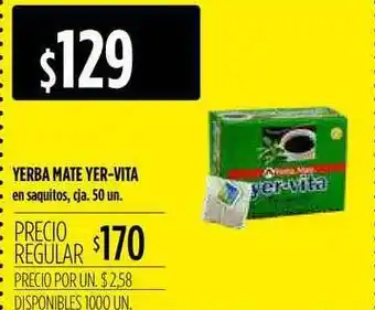 Supermercados Vea Yerba Mate Yer-vita 50un oferta