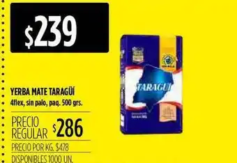 Supermercados Vea Yerba Mate Taragüí 500grs oferta