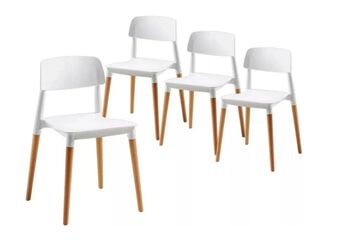 Frávega Sillas milan nordicas madera diseño moderno x4 unidades. baires4 oferta