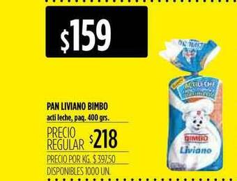 Supermercados Vea Pan Liviano Bimbo 400grs oferta