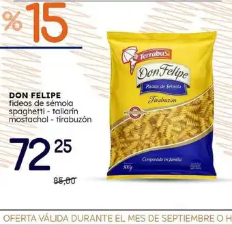 Supermercados Monarca Don Felipe Fideos De Sémola Spaghetti - Tallarín Mostachol - Tirabuzón oferta
