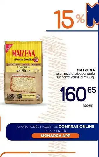 Supermercados Monarca Maizena Premezcla Bizcochuelo Sin Tacc Vainilla 500g oferta