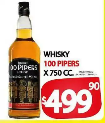 Supermercados Mariano Max Whisky 100 Pipers 750cc oferta