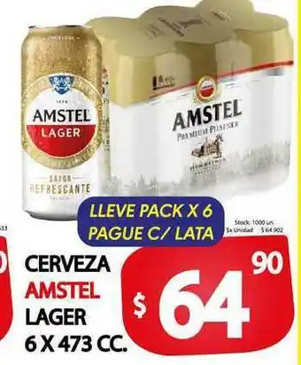 Supermercados Mariano Max Cerveza Amstel Lager 6 x 473cc oferta