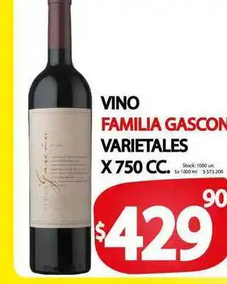 Familia Gascon Vino Varietales x 750cc