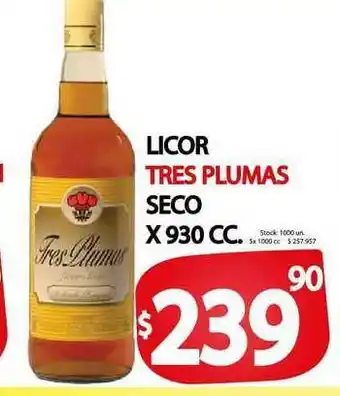 Supermercados Mariano Max Licor Tres Plumas Seco x 930cc oferta