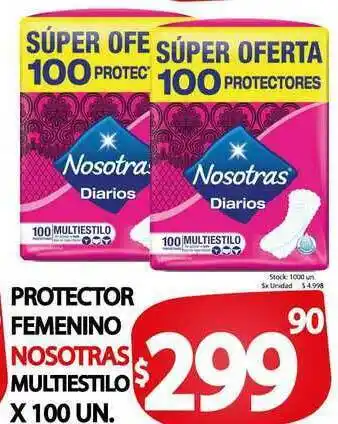 Supermercados Mariano Max Protector Femenino Nosotras Multiestilo x 100 un oferta