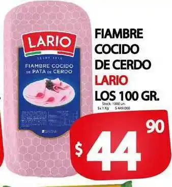 Supermercados Mariano Max Fiambre Cocido De Cerdo Lario Los 100 gr oferta