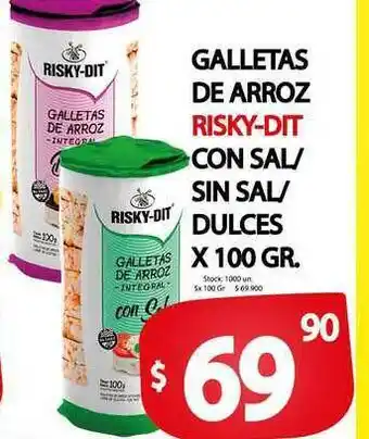 Supermercados Mariano Max Galletitas De Arroz Risky-dit Con Sal Sin Sal Dulces oferta
