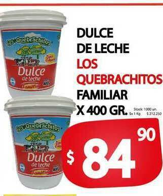 Supermercados Mariano Max Dulce De Leche Los Quebrachitos Familiar x 400 gr oferta