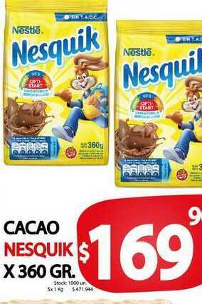 Supermercados Mariano Max Cacao Nesquik x 360 gr oferta